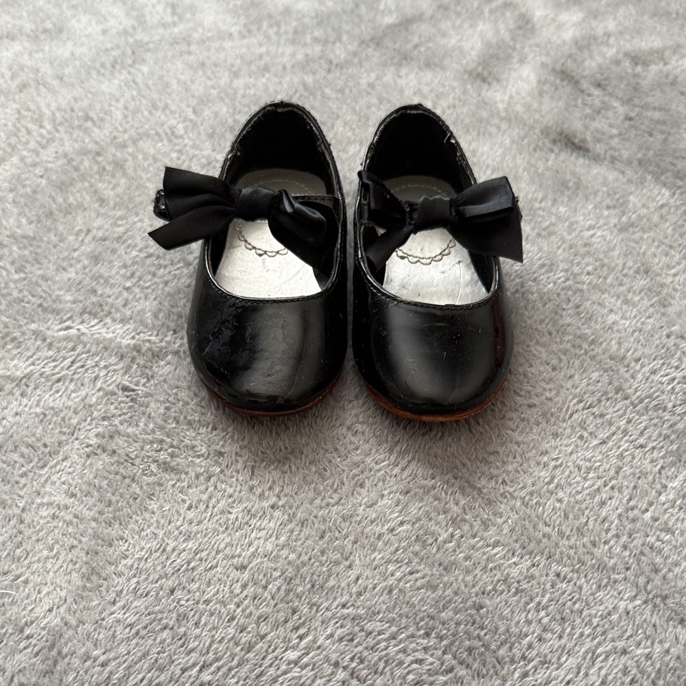 Janie and Jack Black Bow Mary Jane Shoes